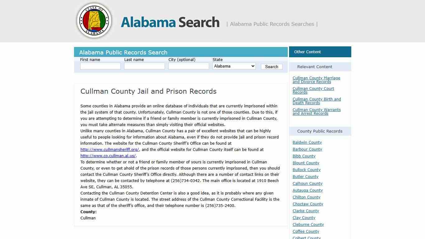 Cullman County Jail and Prison Records – Alabama – AL Search